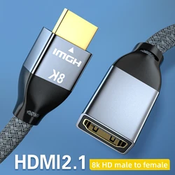 HDMI2.1 HD Data Cable 8K@60Hz HDMI Extender Cable Female to Male Adapter Pure Copper Connector For Computer, TV, Projection