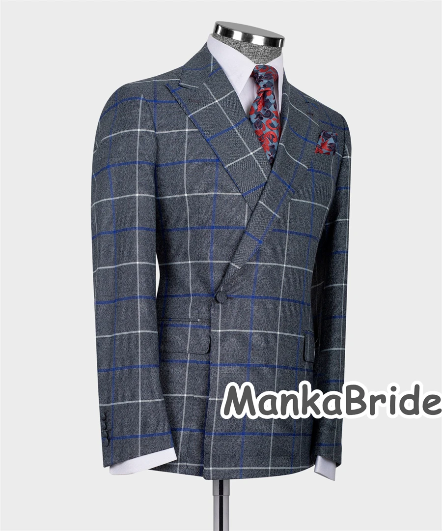 Trajes de doble botonadura para hombre, Blazer de esmoquin para novio, pantalones de negocios, ropa Formal para fiesta de graduación, trajes de otoño e invierno