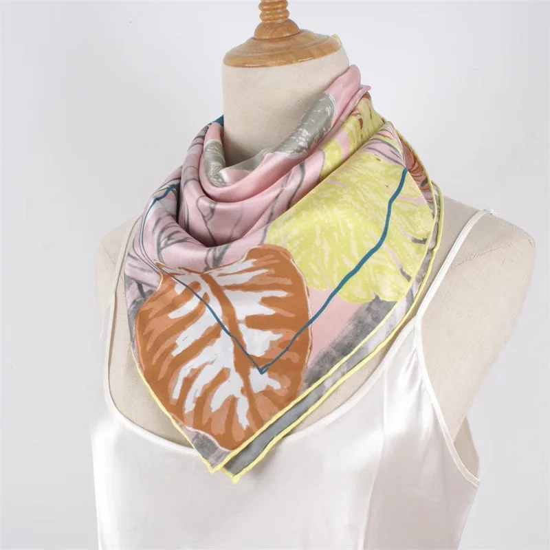 90 Silk Scarf 100% Twill Silk Scarf Neckercheif Necktie Womens Fashion Printed Silk Scarves Wraps