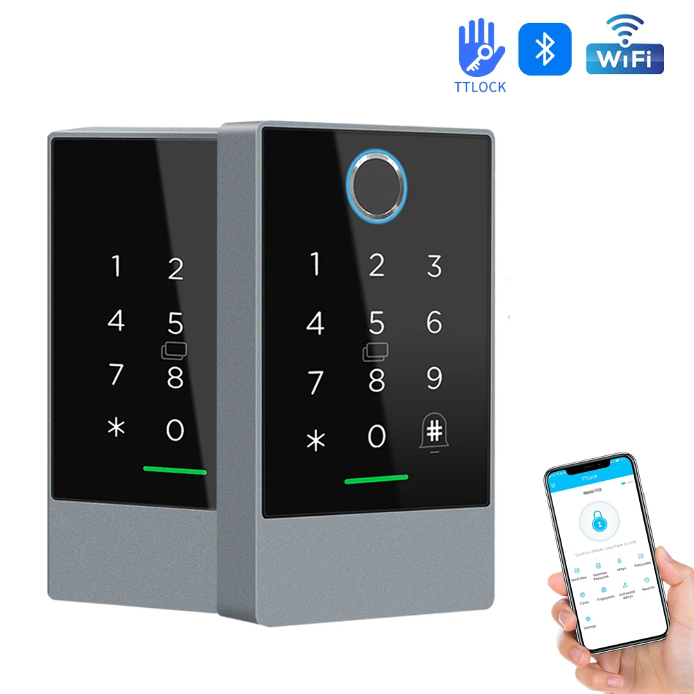 

WIFI + Bluetooth TTLock K3W K3FW K3QW Smart Lock Клавиатура Водонепроницаемый Smart Lock Приложение Alexa Код отпечатков пальцев RFID-карта Контроль доступа