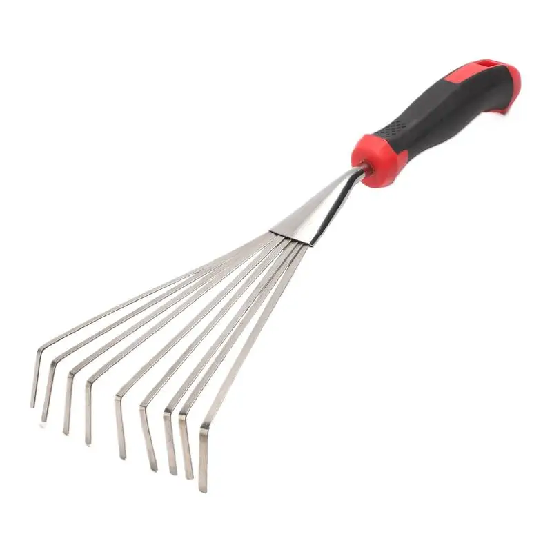 

Small Hand Rake Small Garden Rake for Flower Beds Short Metal Soil Tiller Manual Weeding Gardening Tool for Planting Lawn Yard