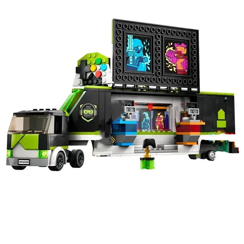 Conjuntos compatíveis série cidade e-sports caminhão de competição 60388 montagem educacional das crianças bloco de construção brinquedos das crianças presente