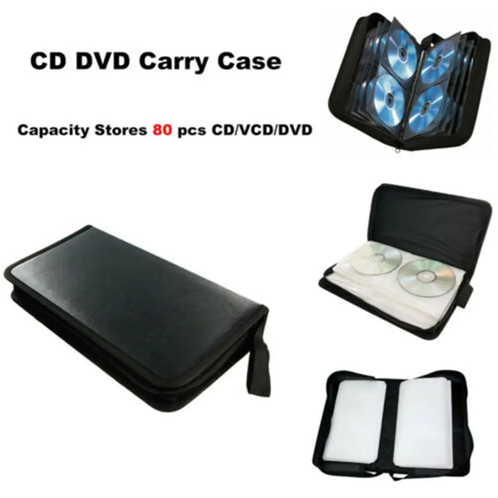 

80 Sleeve Portable Faux Leather Holder Carry Pouch Storage Case Box Organizer Disc Wallet Carry Bag