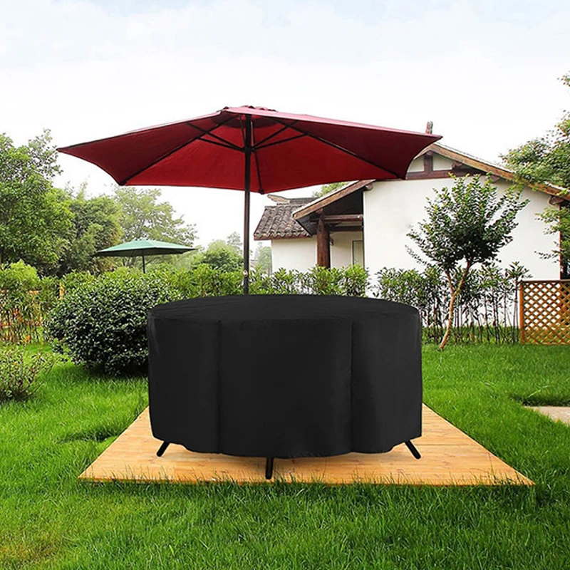 12 Sizes Round Furniture Cover 210D Heavy Duty Patio Furniture Covers Waterproof Dustproof Outdoor Table Chair Protective Cover view 5