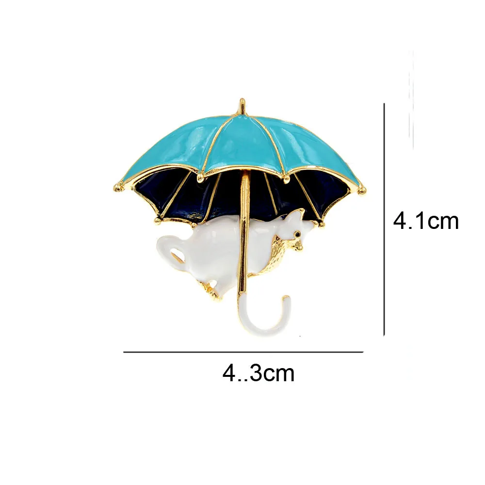 New Cute Dog with Umbrella Brooches for Women 4-color Cartoon Cats Puppy Animal Party Casual Brooch Pins Gifts