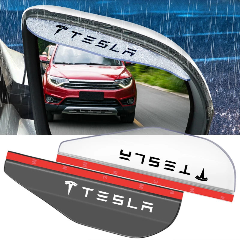 Water Proof Universal Auto Rear View Side Shield Car Rearview Mirror Silicone Rain Eyebrow For Tesla Model 3 Y S X 2021 Juguete