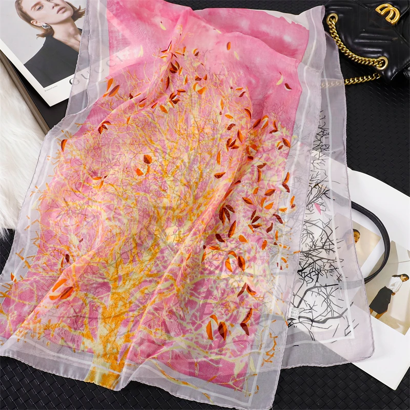 แบรนด์หรูผู้หญิงผ้าพันคอชายหาด Georgette ผ้าคลุมไหล่ผ้าไหมออกแบบพิมพ์แถบคาดศีรษะหญิงฤดูร้อนแถบคาดศีรษะ Wraps ครีมกันแดด Hijab 2025