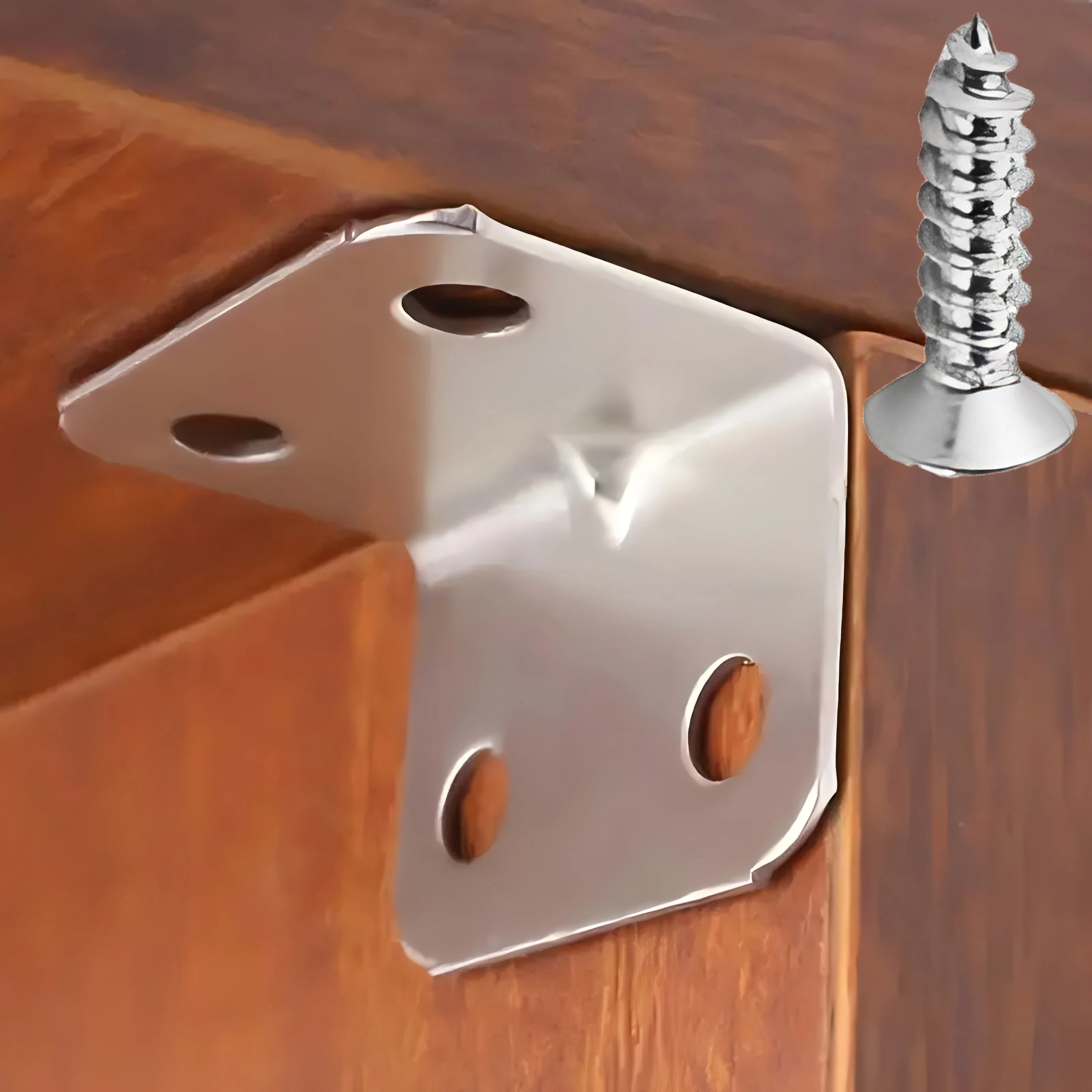 4/8/12 Pieces of 4-Hole L-Shaped Brackets with Screws, Suitable for Chairs, Tables, Beds, Wardrobes, Cabinets, Etc