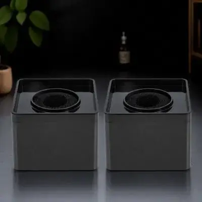 

2Pcs Compact ABS Square Cube Microphone Station Logos Black Professional Interview Mic Logo Flag Microphone Station Logo