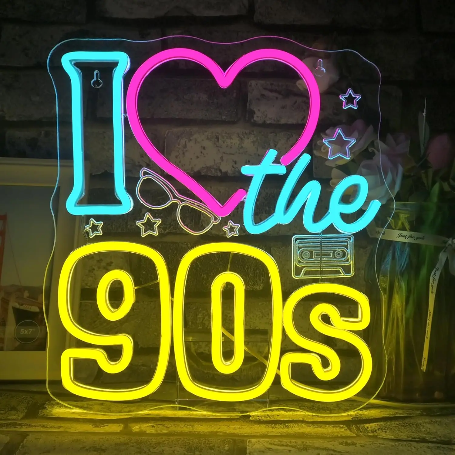I Love The 90s Neon Sign Dimmable Back To The 90'S LED Neon Light for 90S Party Bar Live House 90's Background Retro Wall Decor