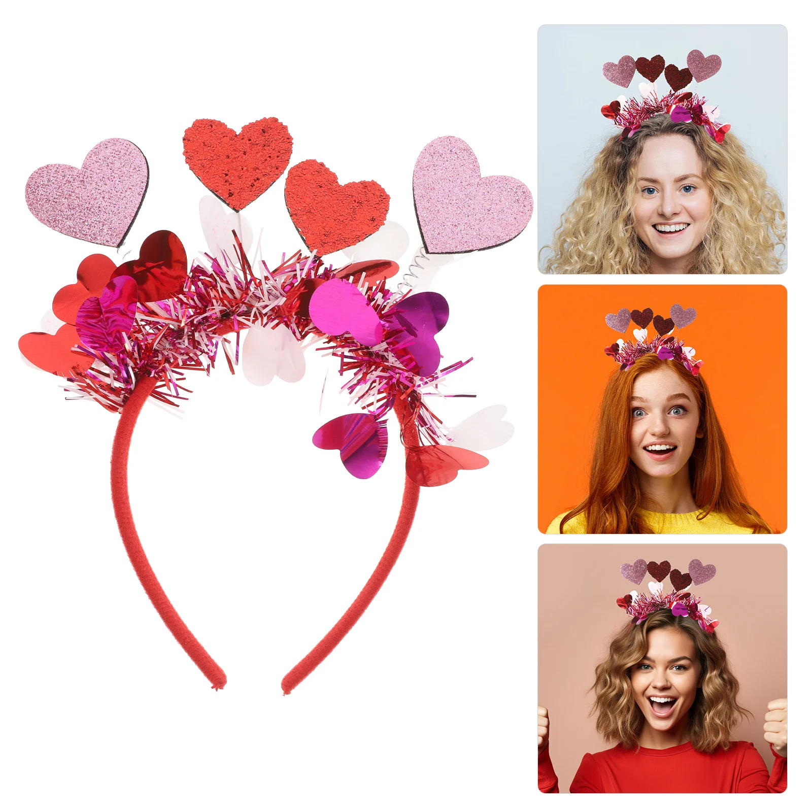 

1pcs Red Heart Shaped Headband Valentine'S Day Cupid Headbands Women Girls Festive Party Photo Prop Wedding Anniversary