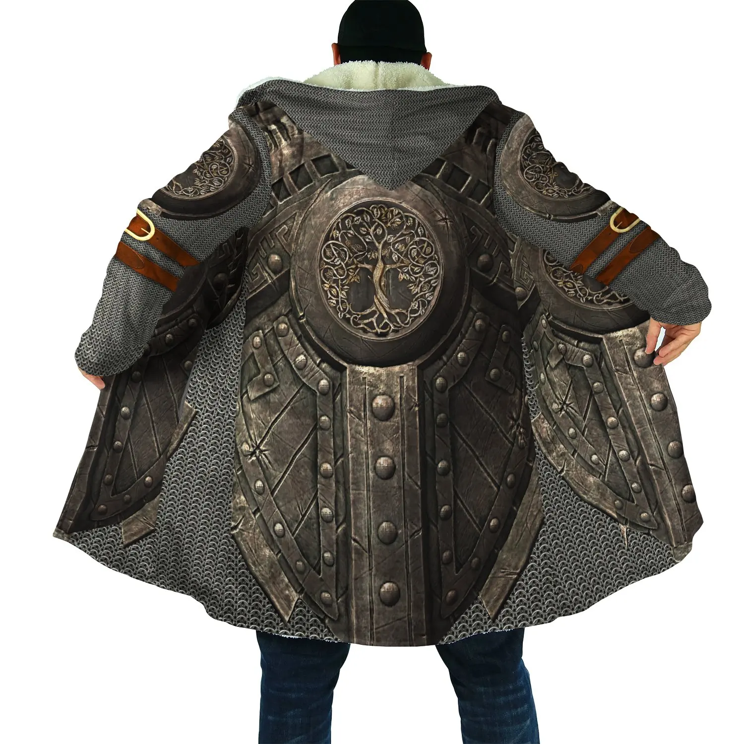 

CLOOCL Winter Mens Cloaks Viking Tree Warrior Armor 3D Printed Fleece Hooded Coats Fashion Thick Warm Cape Coat Dropshipping