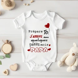Prepare To I Will Arrive in A Few Months Dad Printed Newborn Bodysuit Pregnancy Announcement Clothes Infant Short Sleeve Romper