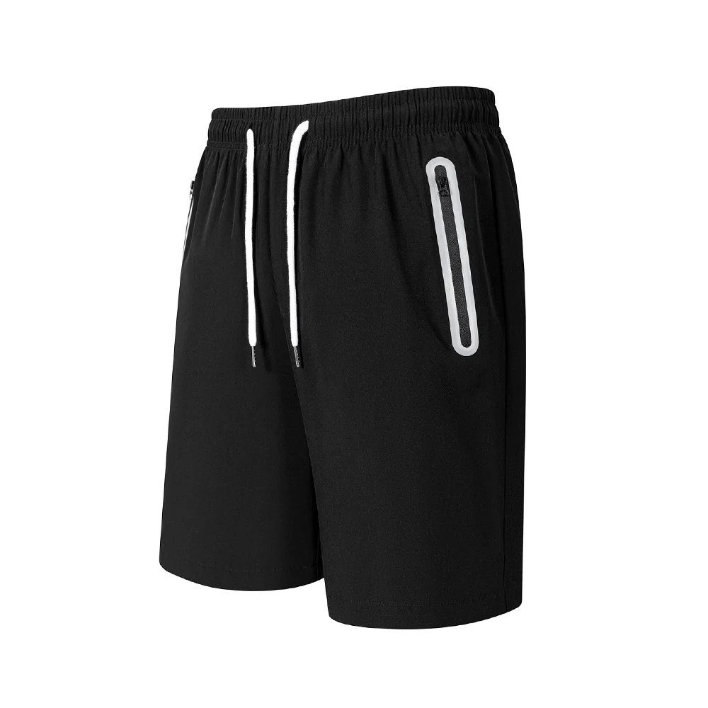 Zipper Pocket Casual Sports Shorts Men's Summer Loose Leisure Running Basketball Shorts Elastic Waist Drawstring Loose Shorts