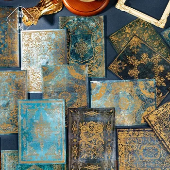 36 folhas/pacote padrões retro quadro século mágico bronzeamento material papel diário scrapbooking fundo papel decorativo