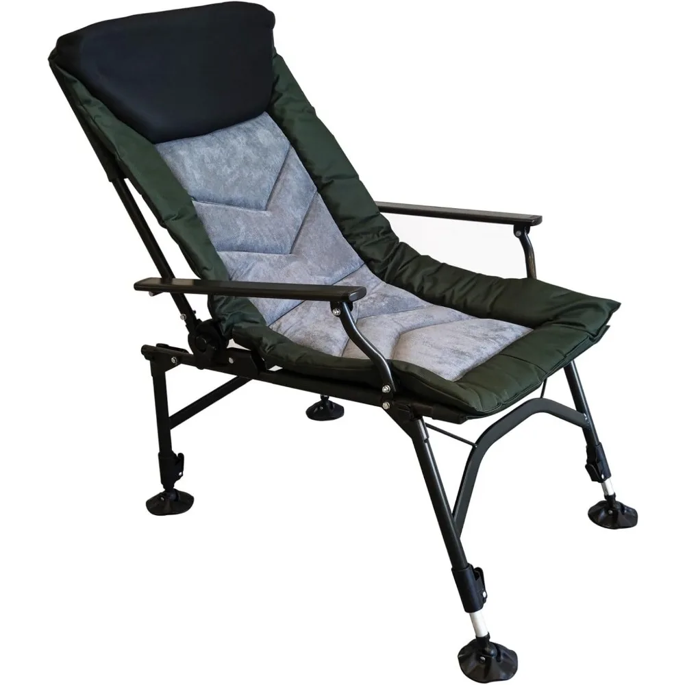 

Folding Camping Chair with Adjustable Reclining Backrest and 360° Rotating Foot Cup, Oxford Fabric and Stainless Steel Frame, Ou