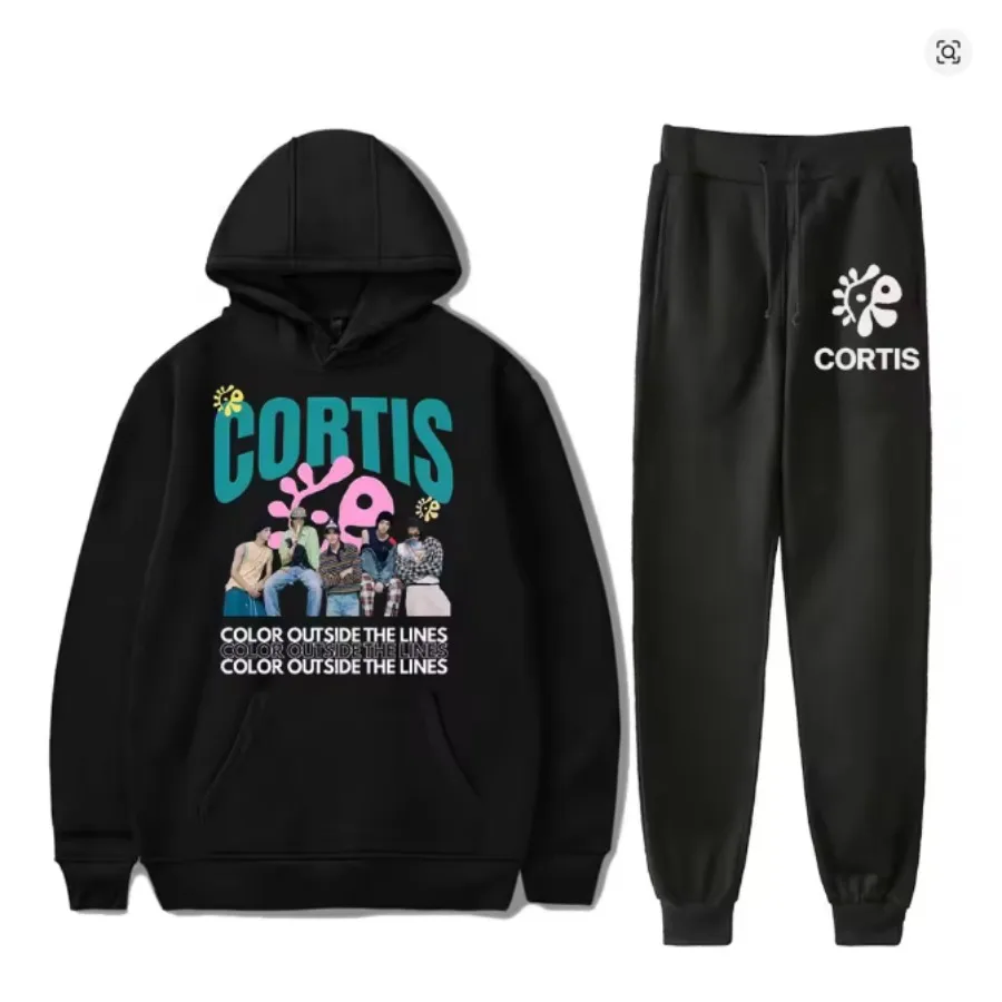 

KPOP CORTIS COLOR OUTSIDE THE LINES Men's Sportswear Sets Casual Tracksuit Two Piece Set Hoodie and Sweatpants Sportswear Suit