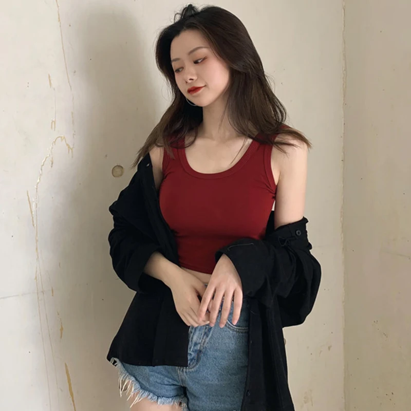 여름 한국 스타일 현아 베스트 아우터웨어 블라 섹시한 탑 여성용 슬림 베이스 레이어 오피스 출퇴근용
