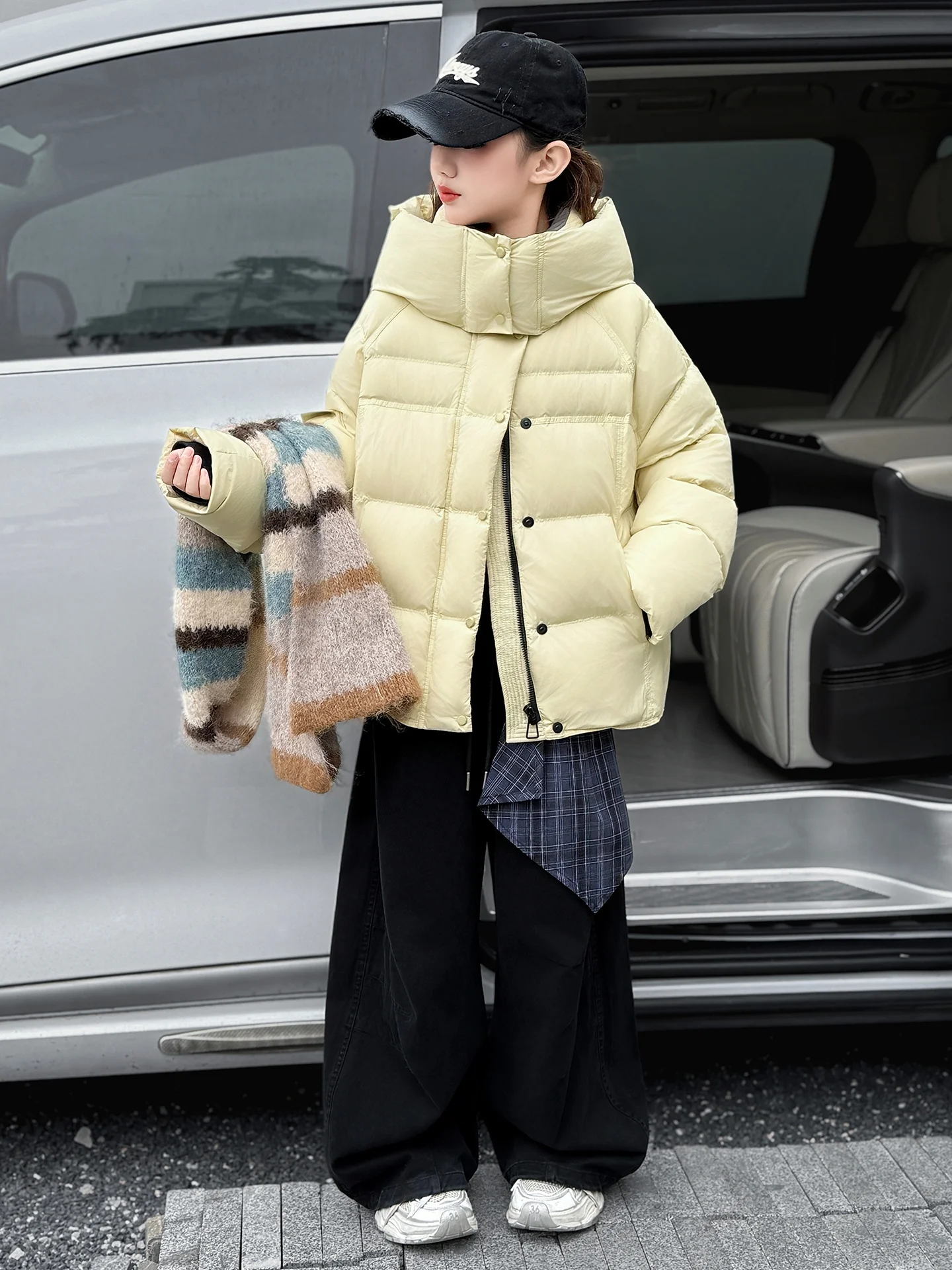 

Trendy White Du down Jaet Winter Clothes for Girls Ages 7-7 Casual Loose Fit Warmth Guaranteed Faionable Children's Ou...