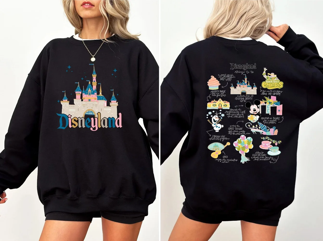 Disneyland Urlaubssweatshirt hinten und vorne Disneyland Trip Pullover Mickey And Friends Sweatshirt Disney Castle Hoodie