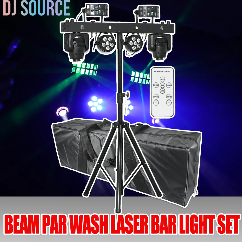 

LED 2X30W Beam Spot Moving Head Light 6X5W Par +2X10W Butterfly Light RG Laser 5IN1 DJ Bar Light With Remote Handbag Control DMX