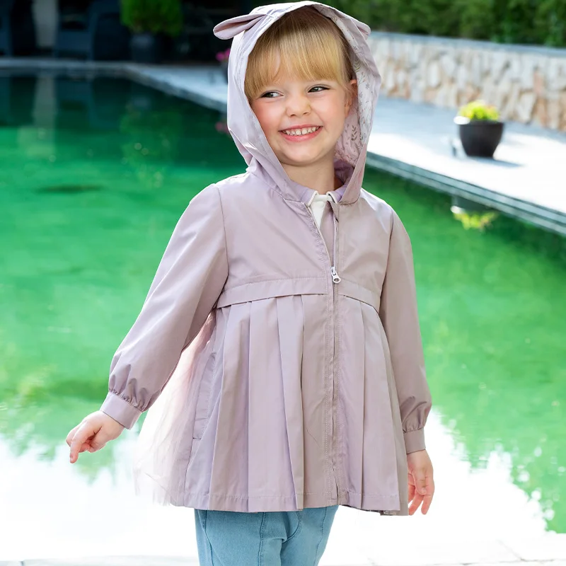 ديف بيلا الفتيات ربيع الخريف مقنعين Windtrench معطف للأطفال عادية الحلو يندبروف ملابس خارجية الاطفال الملابس DB1250262