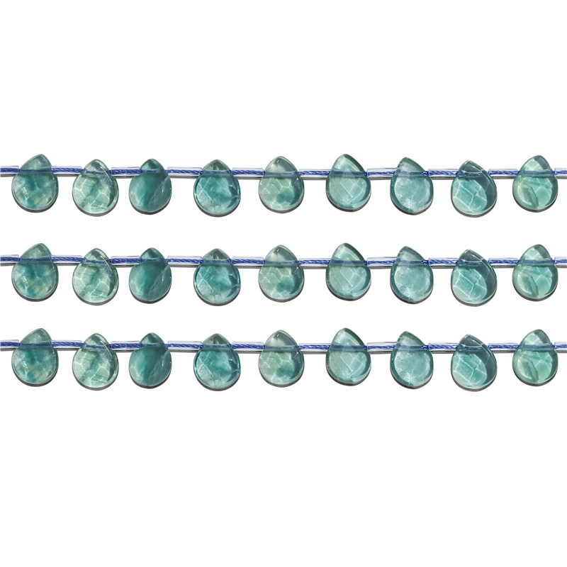 

Natural Stone 7A Blue Fluorite Faceted Flat Drop Beads 9x12MM For Jewelry Making Diy Bracelet Necklace Pendant