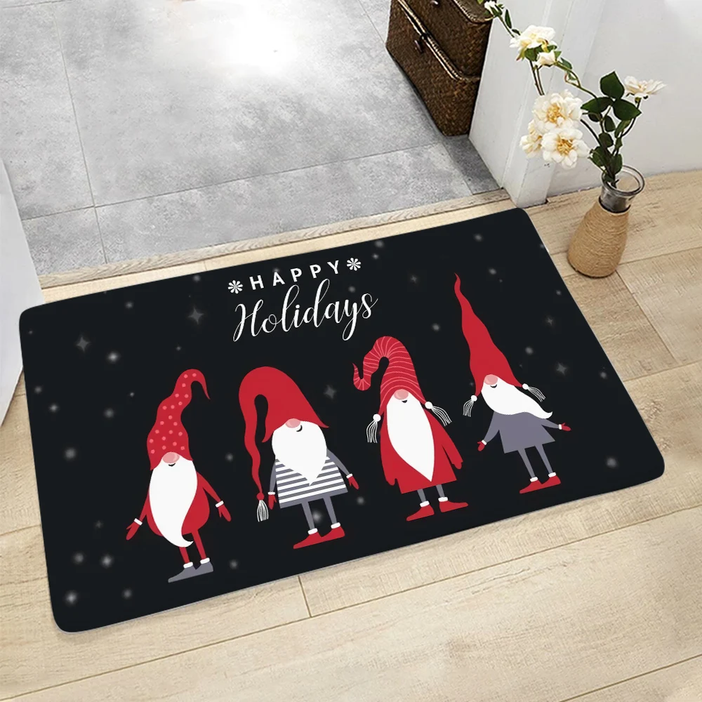 

CLOOCL Christmas Carpets Happy Holiday Santa Claus 3D Printed Floor Mats Flannel Area Rug Carpet for Indoor Hallway Kitchen Mat