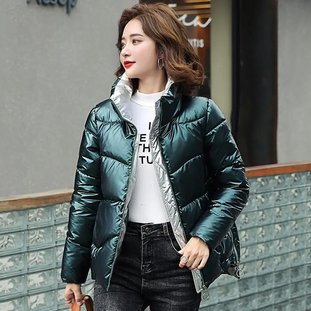 Short Slim Cotton Coat Parkas Female Glossy New Women Winter Warm Thick Shiny Coats Female Plus Size Jacket  Parka Girl 2022
