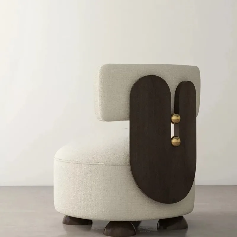 French medieval solid wood sofa chair household Nordic simple backrest minimalist single sofa