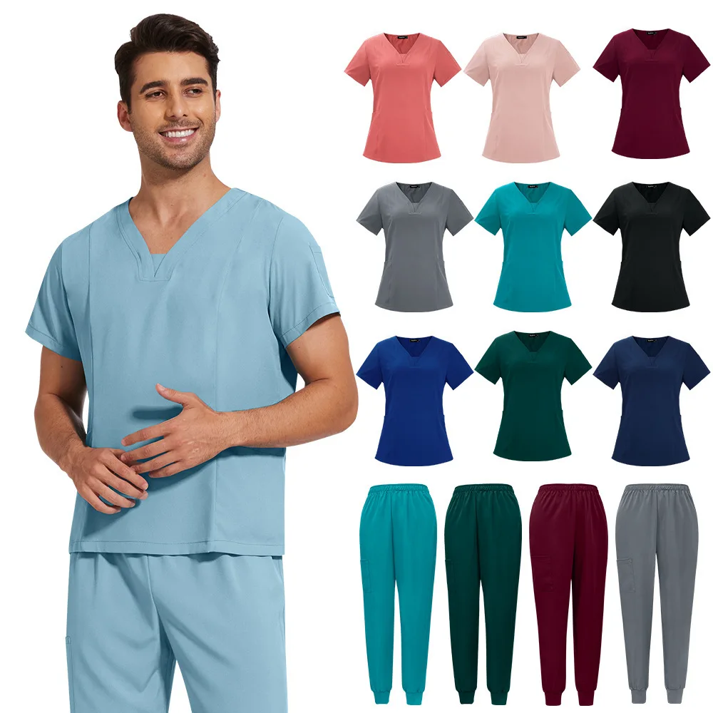 Unisex Plus Size Casual Comfortable Cat Cafe Nursing Room Caregiver Doctor Scrub Top Nurse Uniform