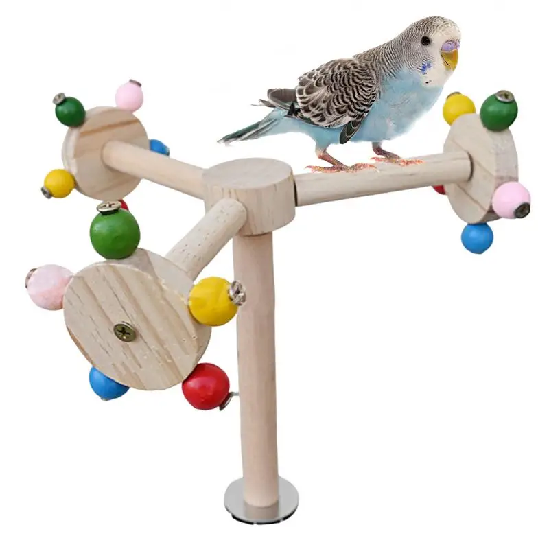 Colorful Wooden Rotating Bird Toy Stand