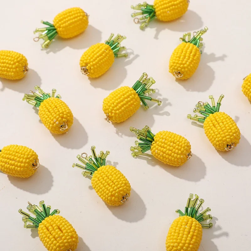 Min order 10pcs/lot color glass acrylic beads handmade weave cartoon Pineapple shape bead diy jewelry garment hair accessory