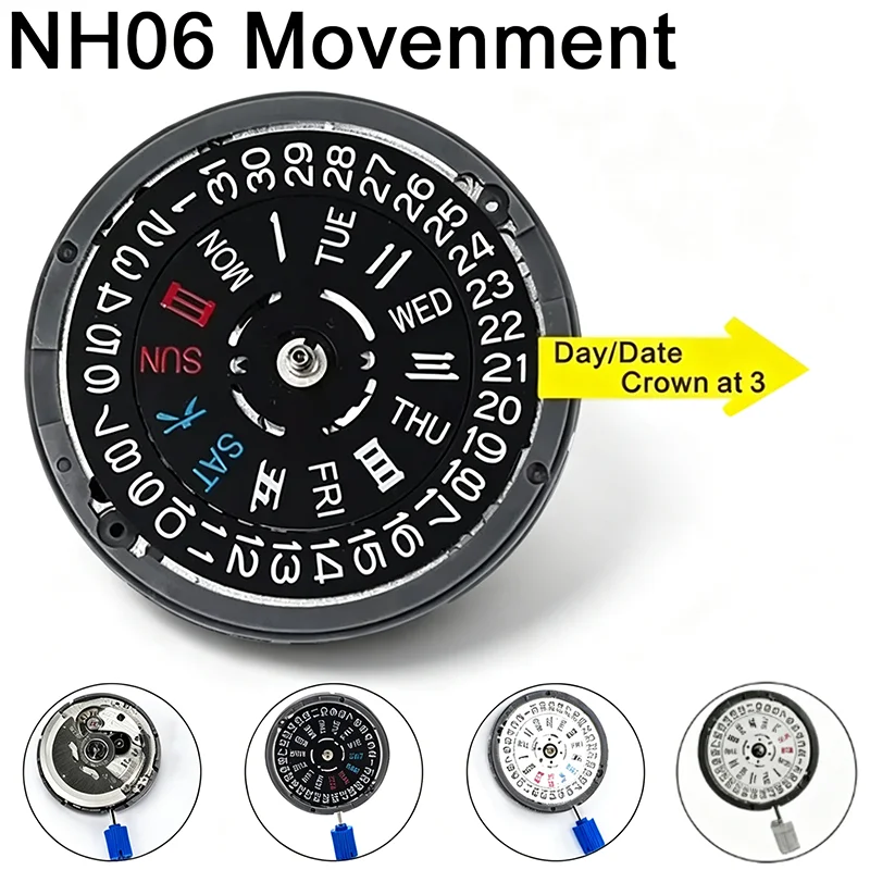 NH36 NH36A Movement Date 3 o'clock/4.5 o'Clock Dual Calendar High Accuracy Automatic Mechanical NH36 NH36A 24 Jewels