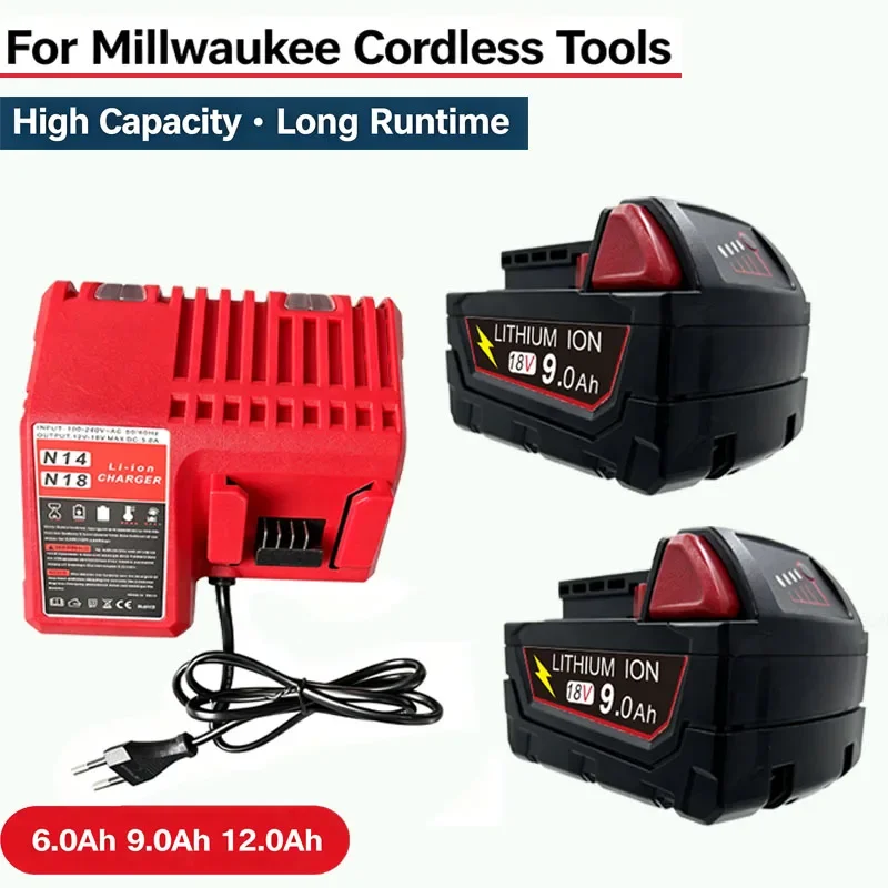 for Milwaukee Battery M18 18V 12.0Ah Replacement Lithium Battery for Milwaukee M18 48-11-1815 48-11-1850 2604-22 18650 Battery
