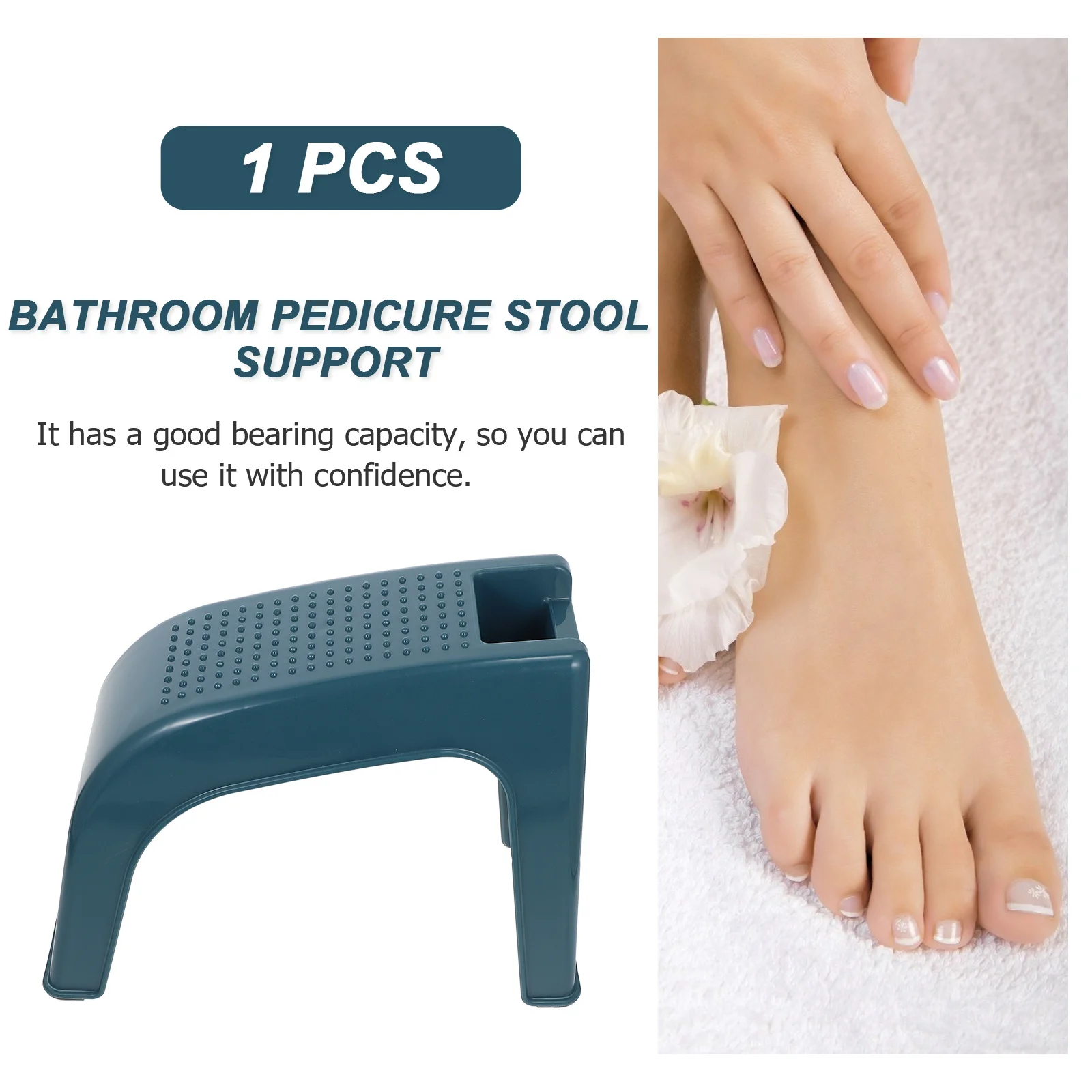 

1pc Portable Pedicure Footstool Premium Plastic Non-Slip Massage Surface Home Salon Use Small Foot Care Stool Pedicure Support