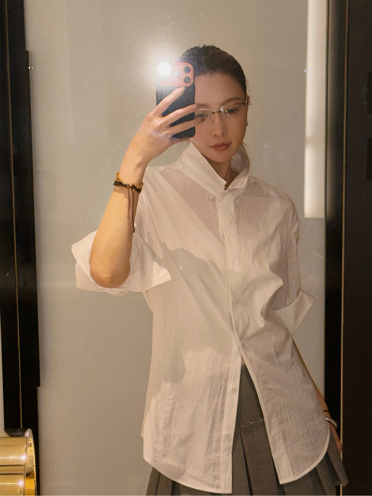 

MOEROP Super Sli White Sve irt Loose Casual Sle Women's Top Cotton Long Sve Button down Collar Spring 2026