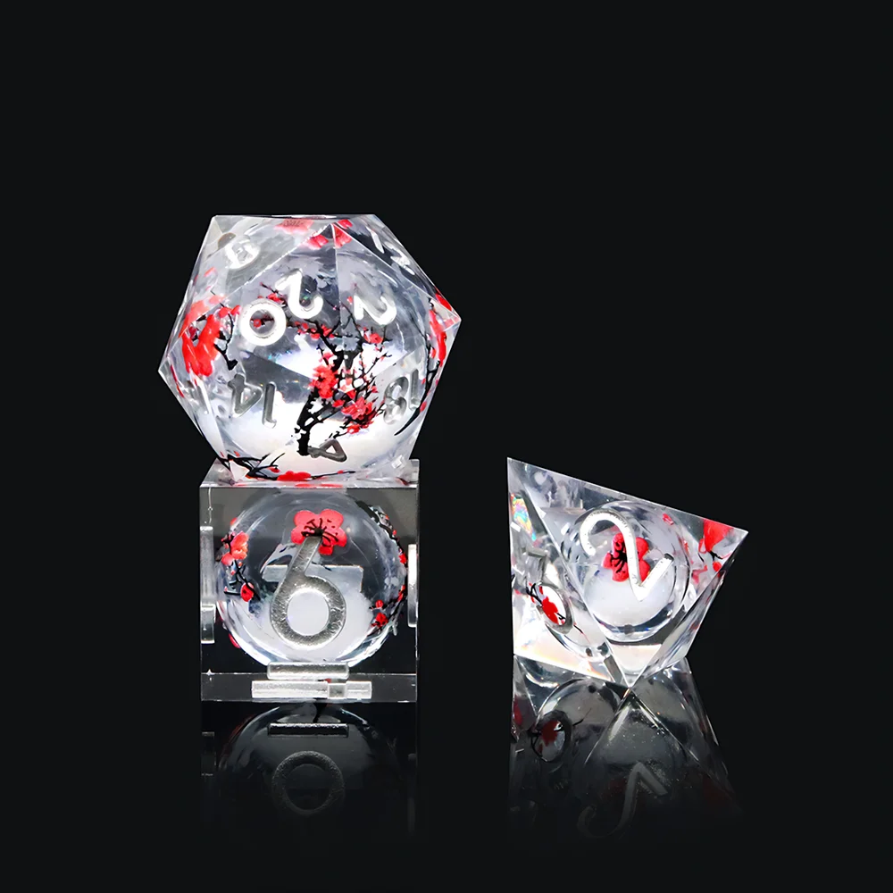 7Pcs/set Wintersweet Sharp Edge Resin Dice Set DND RPG TRPG for Home Entertainment Toys Club Bar KTV Role Playing Games Dice