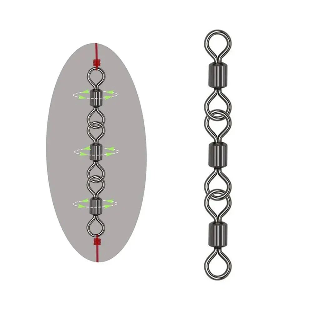 30 個 3 ジョイントローリングスイベル釣りアクセサリー釣りバレルスイベルタックル低音海水釣り糸コネクタクリップ