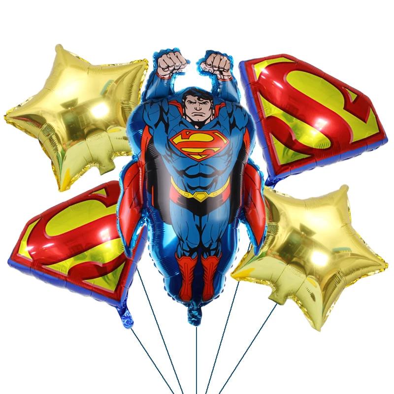 5PCS DC superman Balloon set Cartoon superhero foil Balloons for child Birthday Party Decoration boy Baby shower Gifts Supplies