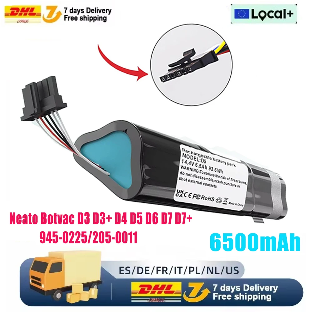 Nuova batteria di ricambio originale 14,4V 6500mAh per robot aspirapolvere Neato Botvac D3 D4 D5 D6 D7 D301 D303 D502 D503 D701 205-0011