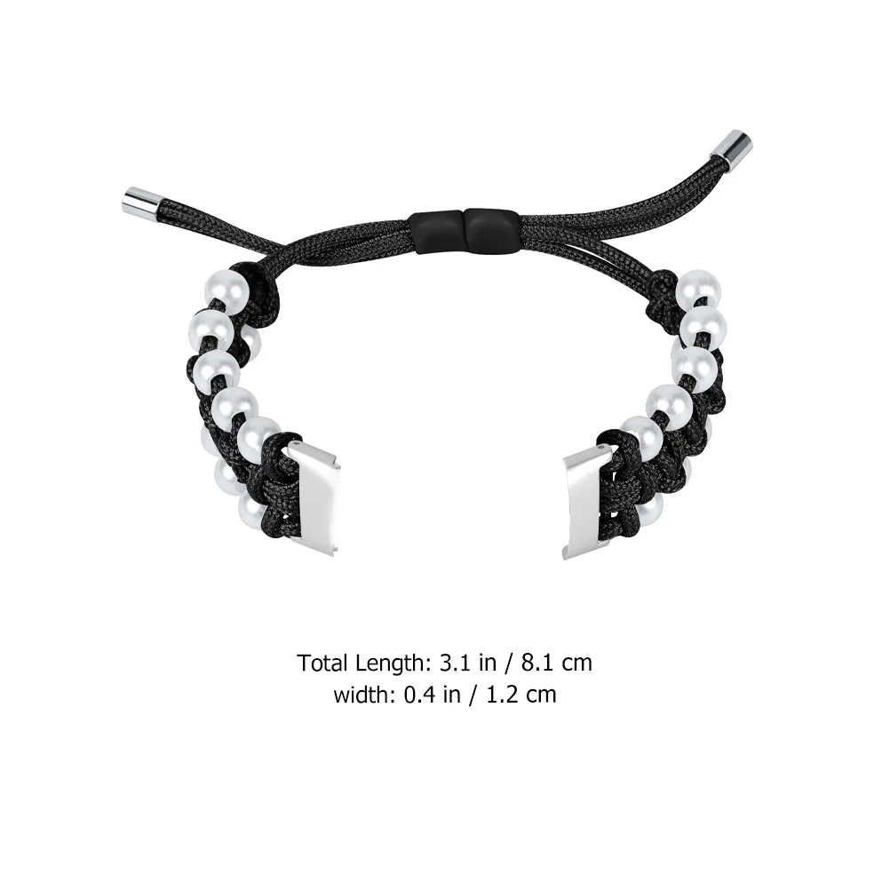 

Pearl Paracord Strap Elegant Watch Band Replacement Wristband Fashion Fabric (Adjustment Range 5.5-8.1cm Daily Use Smart