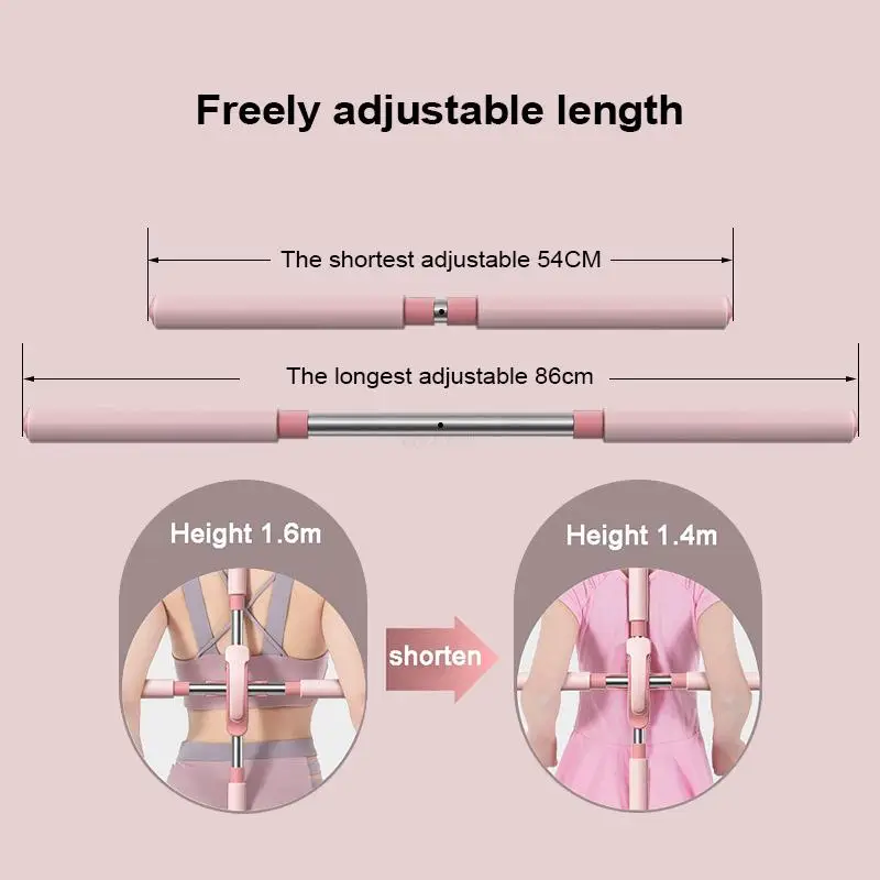 Yoga Hunchback Corrector Gym Home Exercise Equipment Adjustable Stainless Steel Body Bar Cross Open Back Standing Training Bar