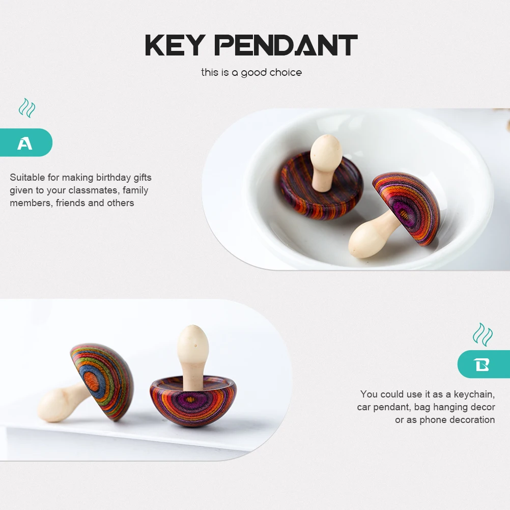 

Wood Carving Pendants Mushroom Chic Auto Holder Cute Hanging Adorn Ring Accessory