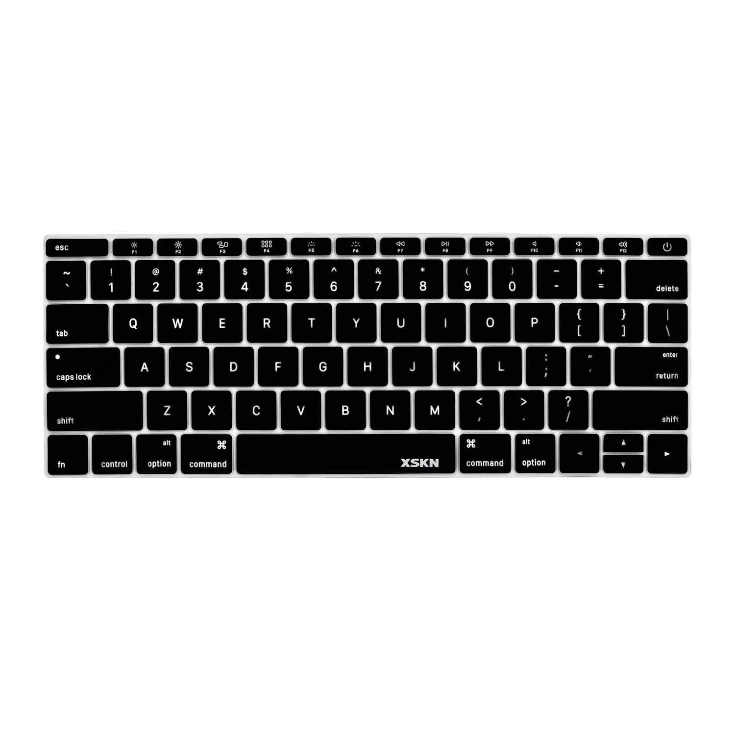 XSKN English Language Black Silicone Keyboard Cover Skin Protector for Macbook Pro 13.3 Inch MacBook 12 Inch US Layout