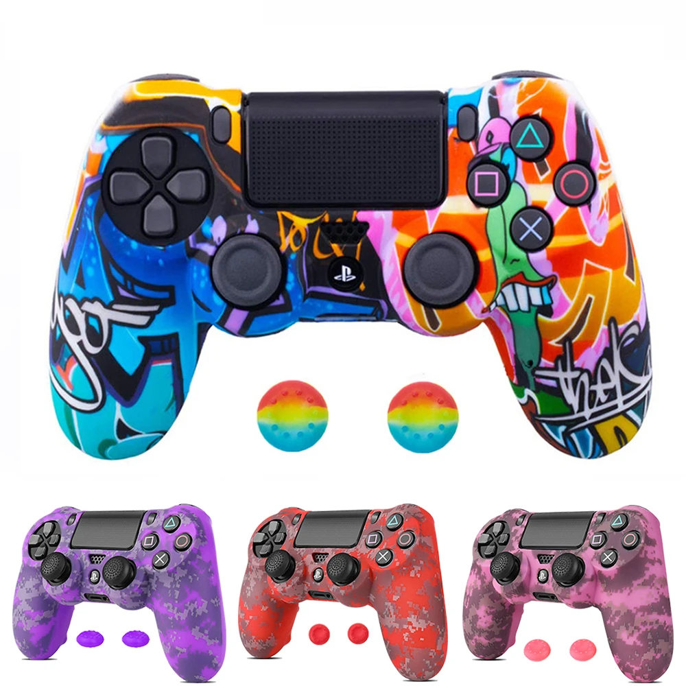 

ZOMTOP Silicone Camo Protective Skin Case for Sony Dualshock 4 PS4 DS4 Pro Slim Controller Thumb Grips Joystick Caps Accessories