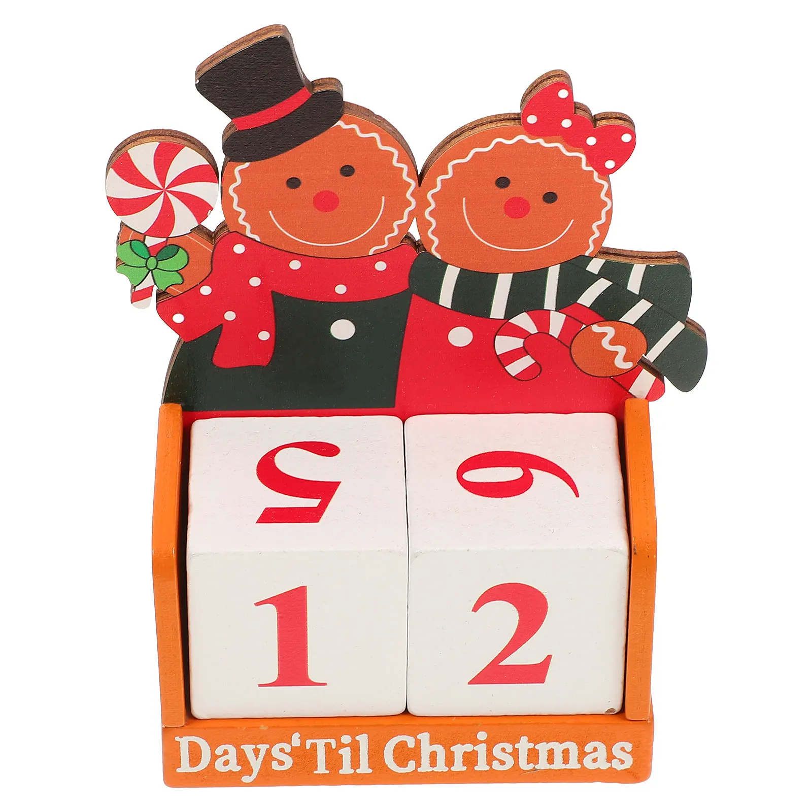 

Couple Gingerbread Man Decoration Charming House Block Calendar Desk Blocks for Cute Desktop Aesthetic