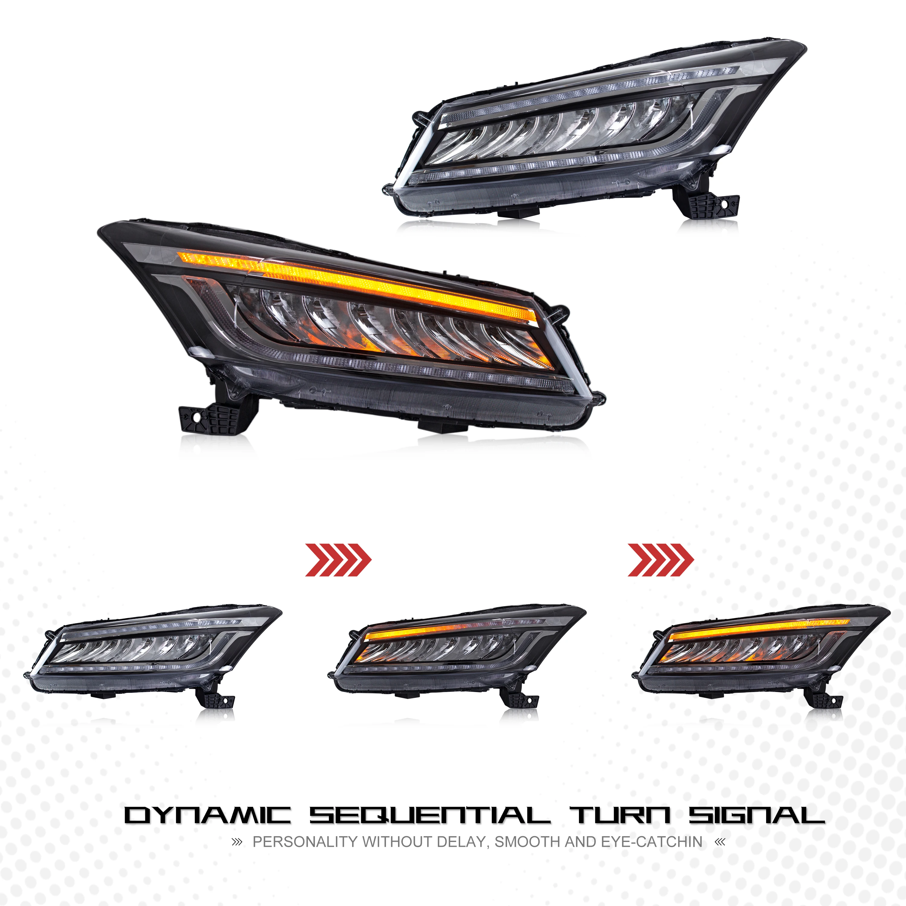 LED Headlights For Honda Accord 2008 2009 2010 2011 2012 8Th GEN With The Start Up Animation Sequential Indicator