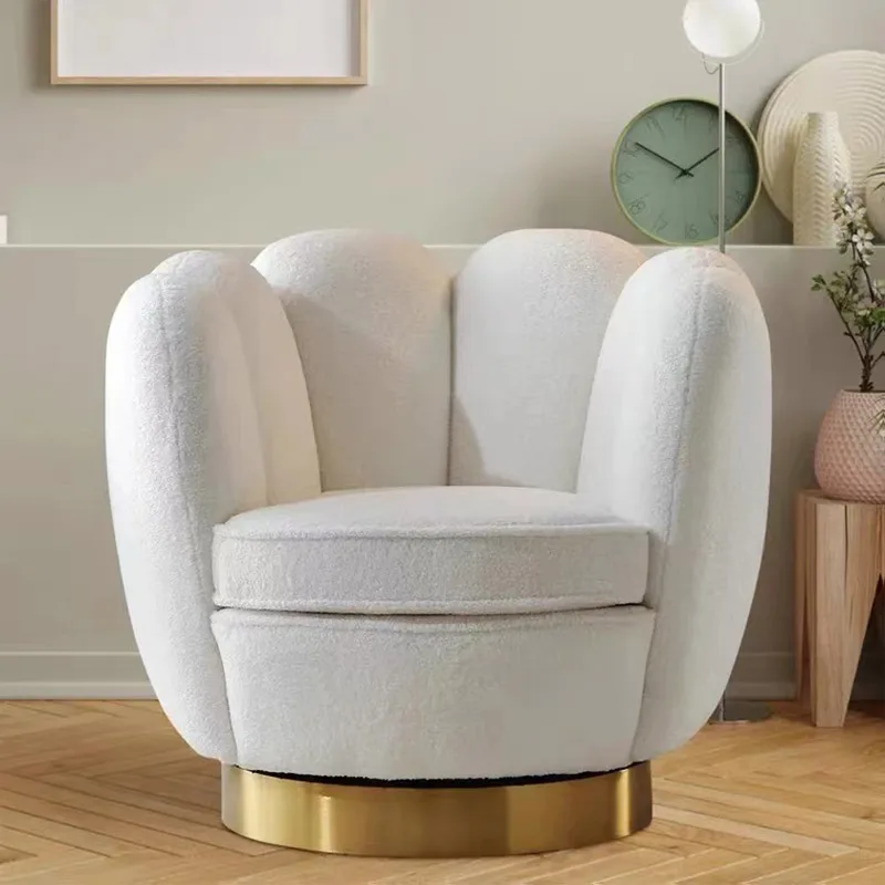 White Boucle Fabric Sofa Chair Living Room Home Furniture Single Seater Arm Chair Nordic Lounge Chair