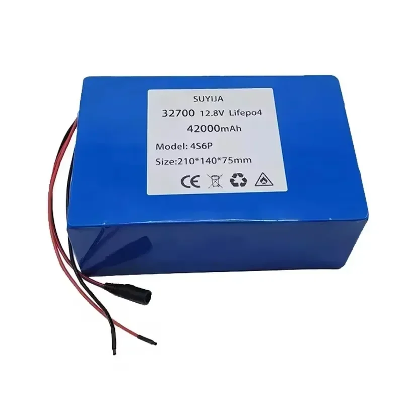 32700 42000mAh 4S6P Battery 12.8V Pack Lifepo4 Battery Pack+14.6V 2A Charger with 40A Same Port Balanced BMS 12V Power Supply